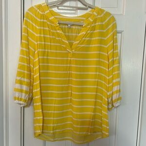 Crown & Ivy Yellow and White Striped Blouse— size large